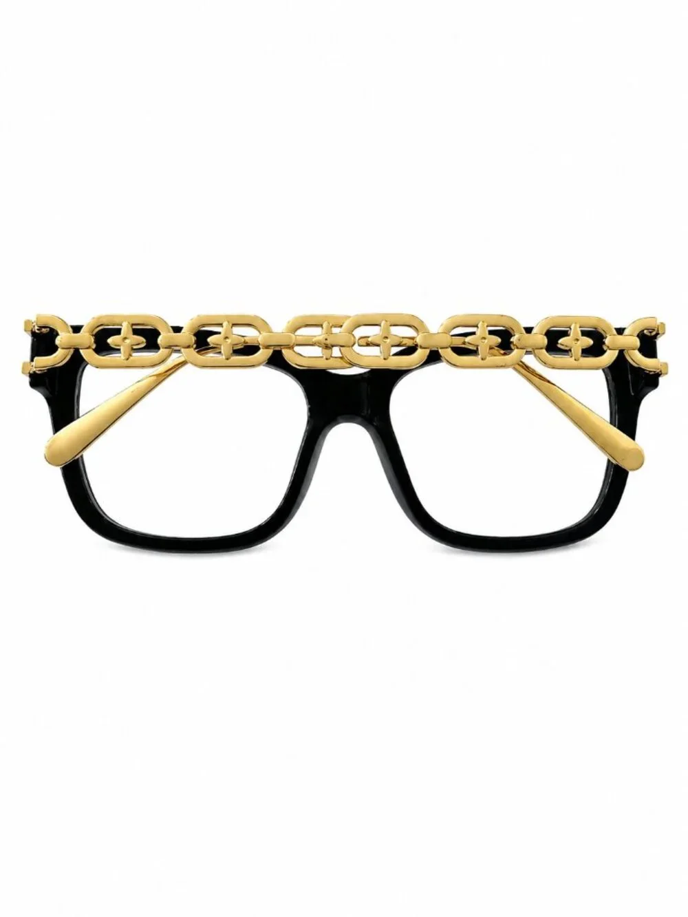 Black and Gold Chain Link Eyeglass Frames 55-18-143